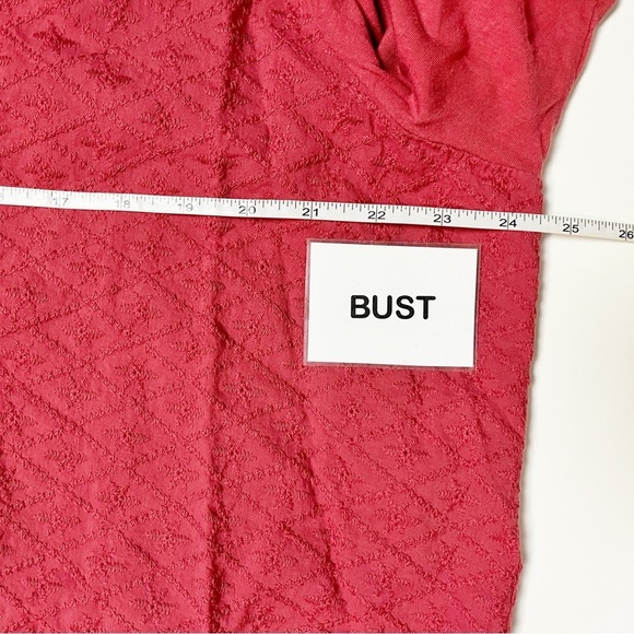 LOGO Lavish Lori Goldstein Button Front Top Large eyelet peplum tunic coral - Picture 10 of 12